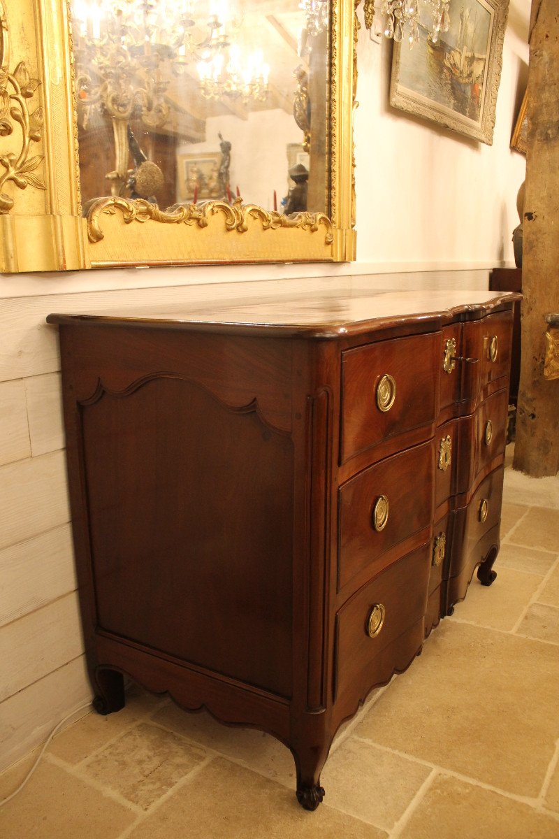 Commode De Port Nantaise Louis XV En Acajou Massif-photo-3