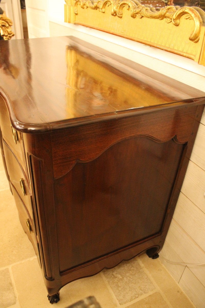 Commode De Port Nantaise Louis XV En Acajou Massif-photo-4