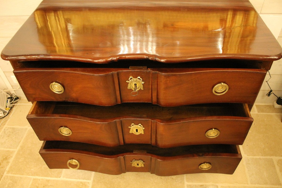 Commode De Port Nantaise Louis XV En Acajou Massif-photo-2