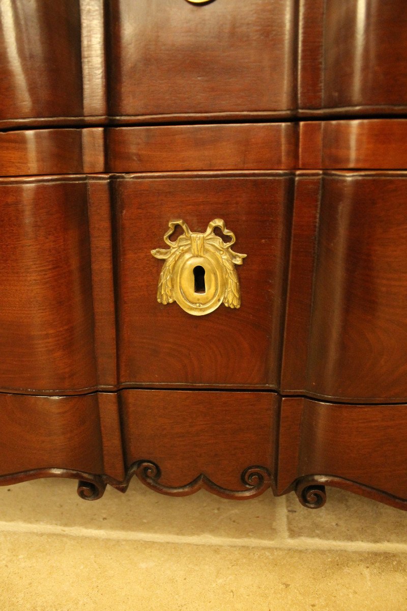 Commode De Port Nantaise Louis XV En Acajou Massif-photo-5