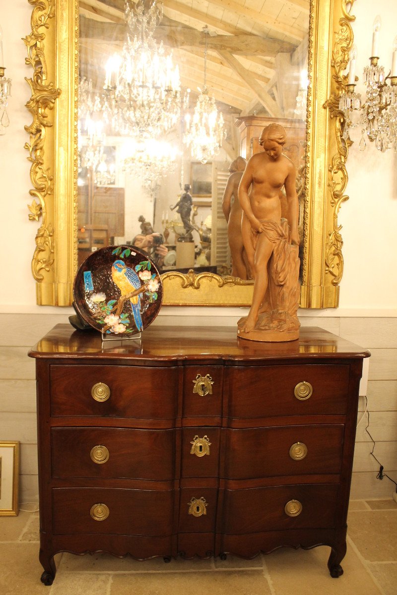 Commode De Port Nantaise Louis XV En Acajou Massif-photo-8