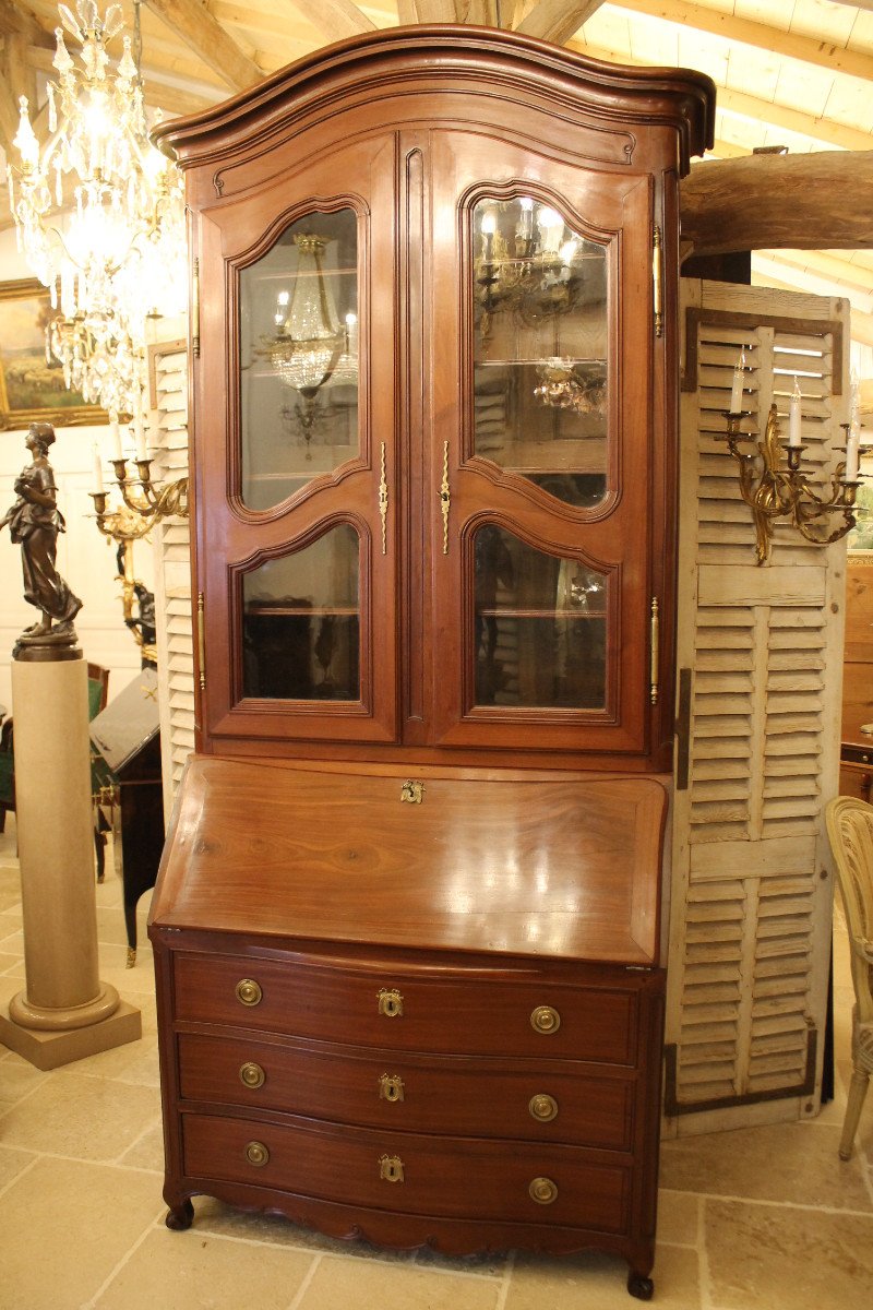 Scribanne Library Commode In Solid Mahogany, 18th Century Nantes Work-photo-2