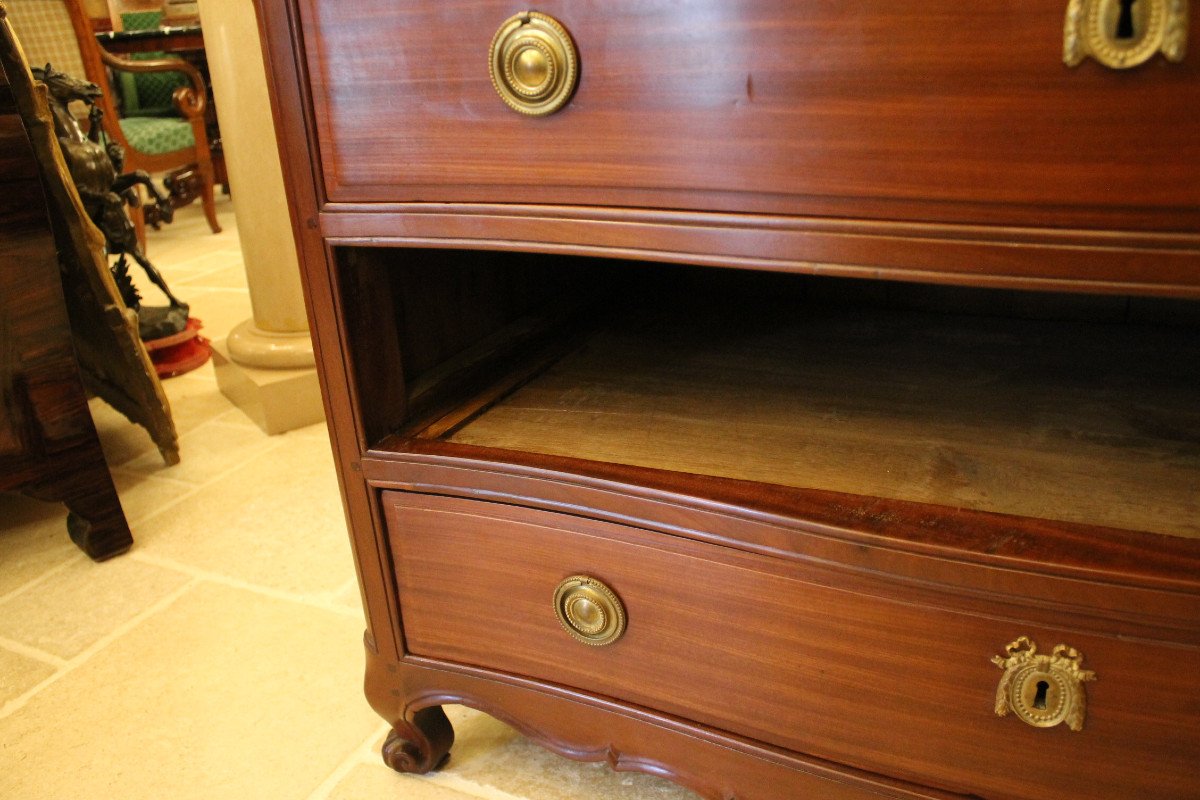 Scribanne Library Commode In Solid Mahogany, 18th Century Nantes Work-photo-5