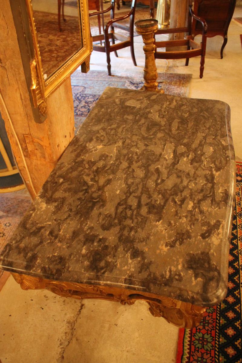 Console d'époque Louis XV En Bois Doré-photo-4