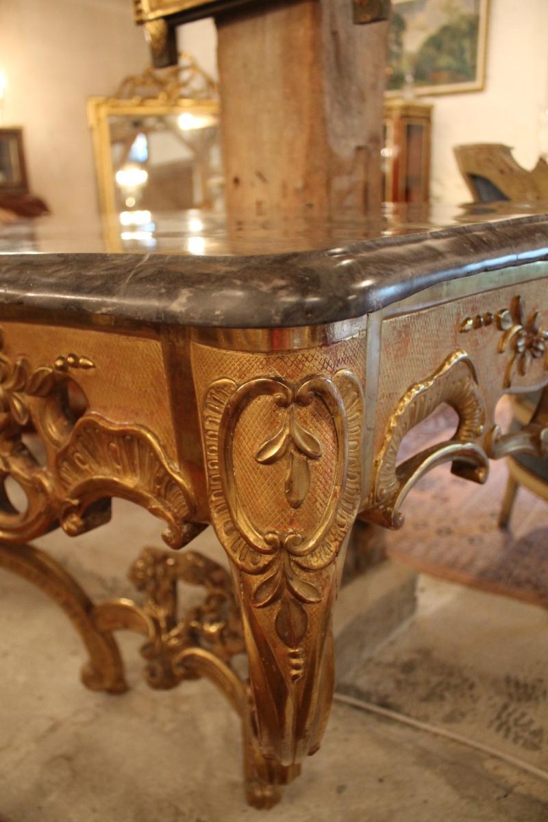 Console d'époque Louis XV En Bois Doré-photo-3