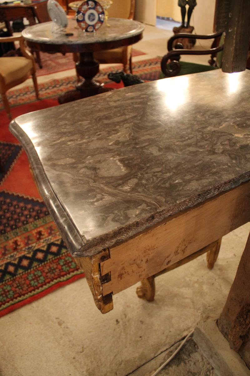 Console d'époque Louis XV En Bois Doré-photo-4