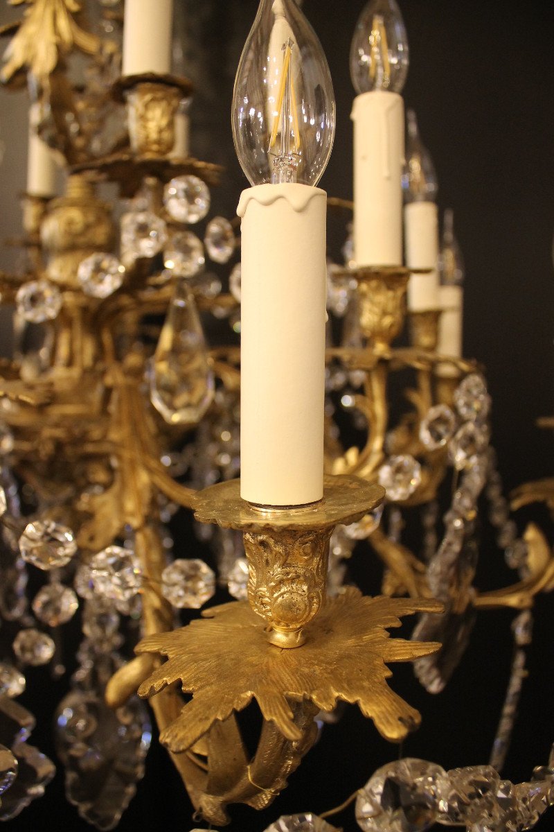 Important Louis XV Rocaille Style Chandelier In Bronze And Crystal, XIXth Century.-photo-1