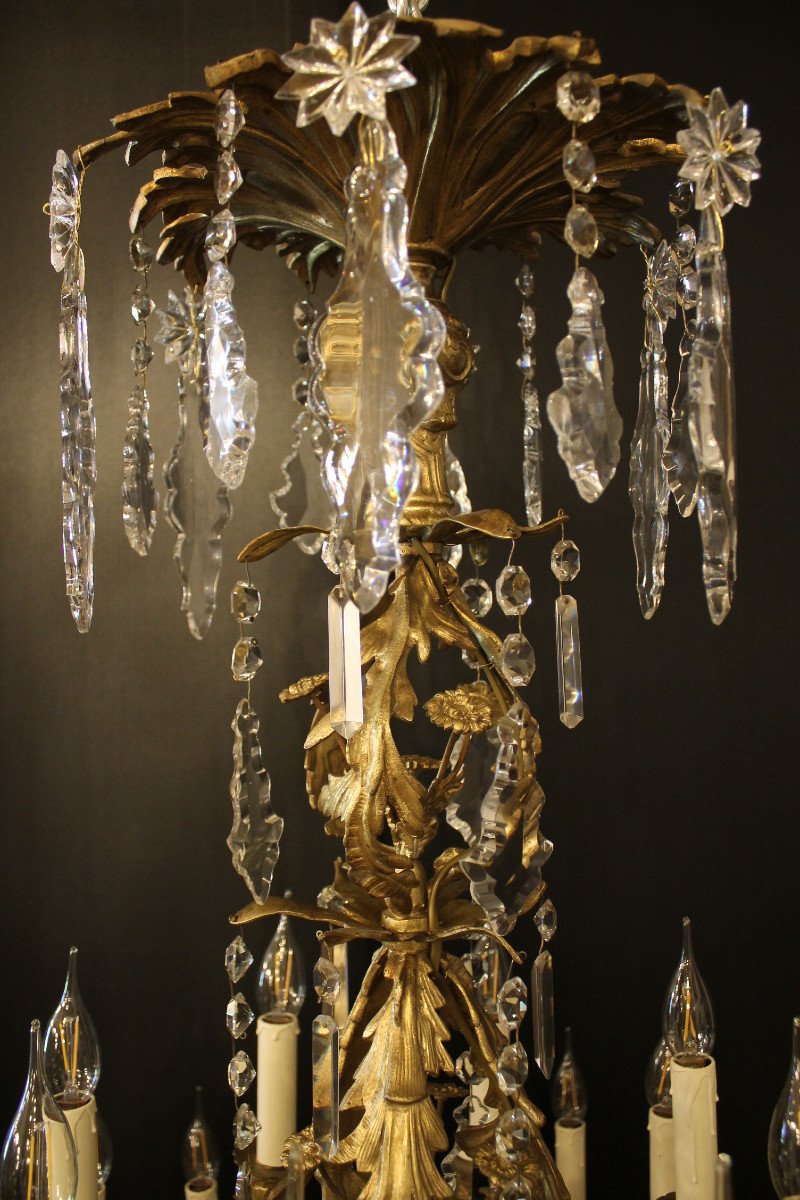 Important Louis XV Rocaille Style Chandelier In Bronze And Crystal, XIXth Century.-photo-2
