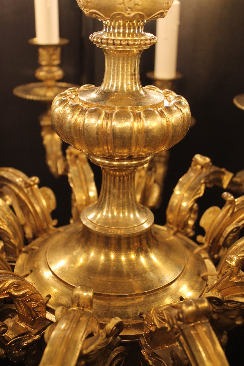Mazarin Chandelier In Gilt Bronze With 12 Lights Nineteenth Century-photo-3