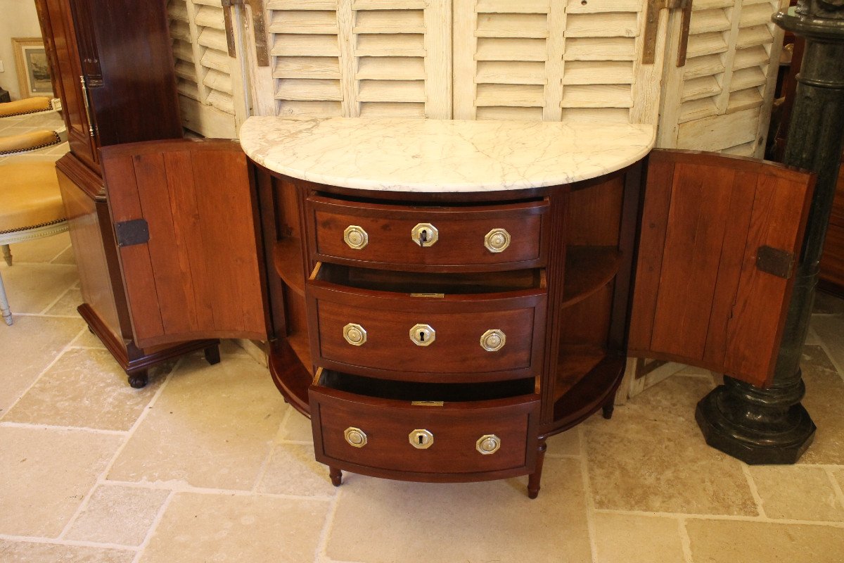 Small Louis XVI Period Mahogany Half Moon Commode-photo-3