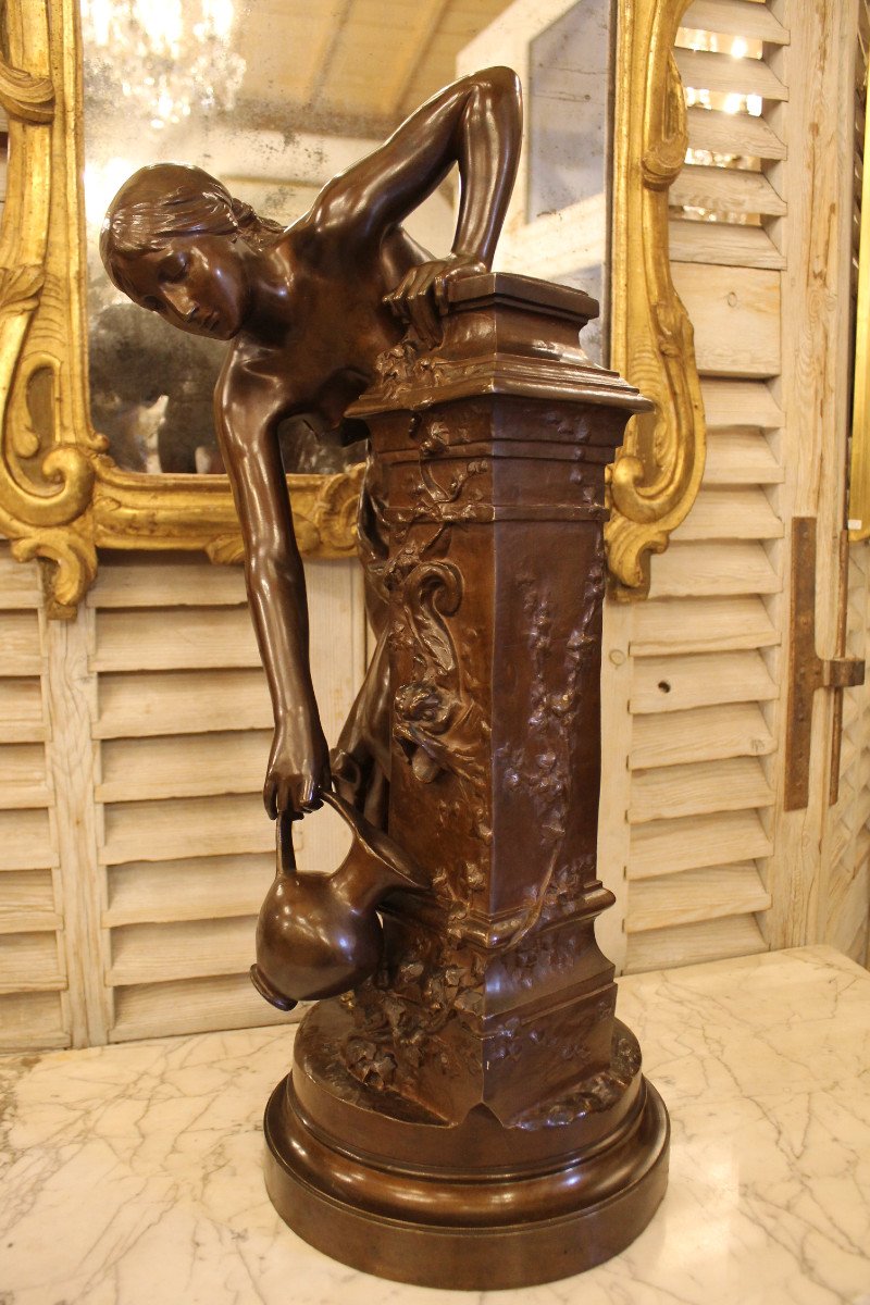 At La Fontaine - Bronze By Paul Armand Bayard De La Vingtrie (1846-1900)-photo-4