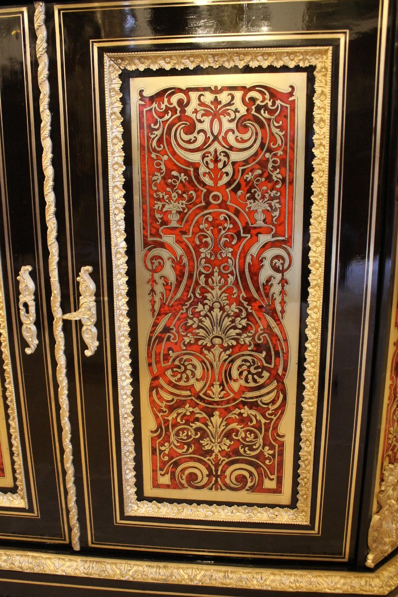 Meuble d'Appui En Marqueterie Boulle à Deux Portes, époque Napoléon III-photo-1