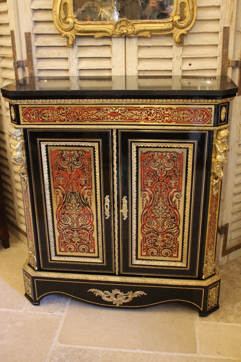 Meuble d'Appui En Marqueterie Boulle à Deux Portes, époque Napoléon III