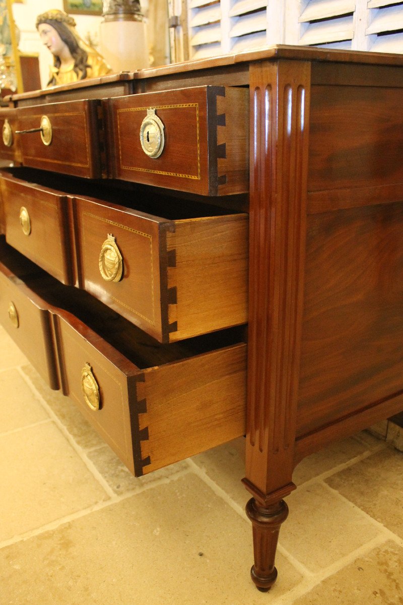 Louis XVI Commode In Solid Mahogany, Bordeaux, XVIIIth Century-photo-1