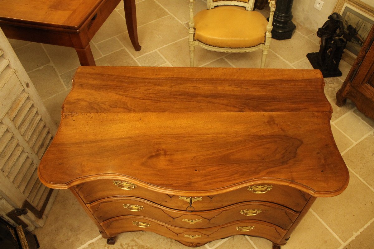 Petite Commode d'époque Louis XV En Noyer, Travail Provincial-photo-2