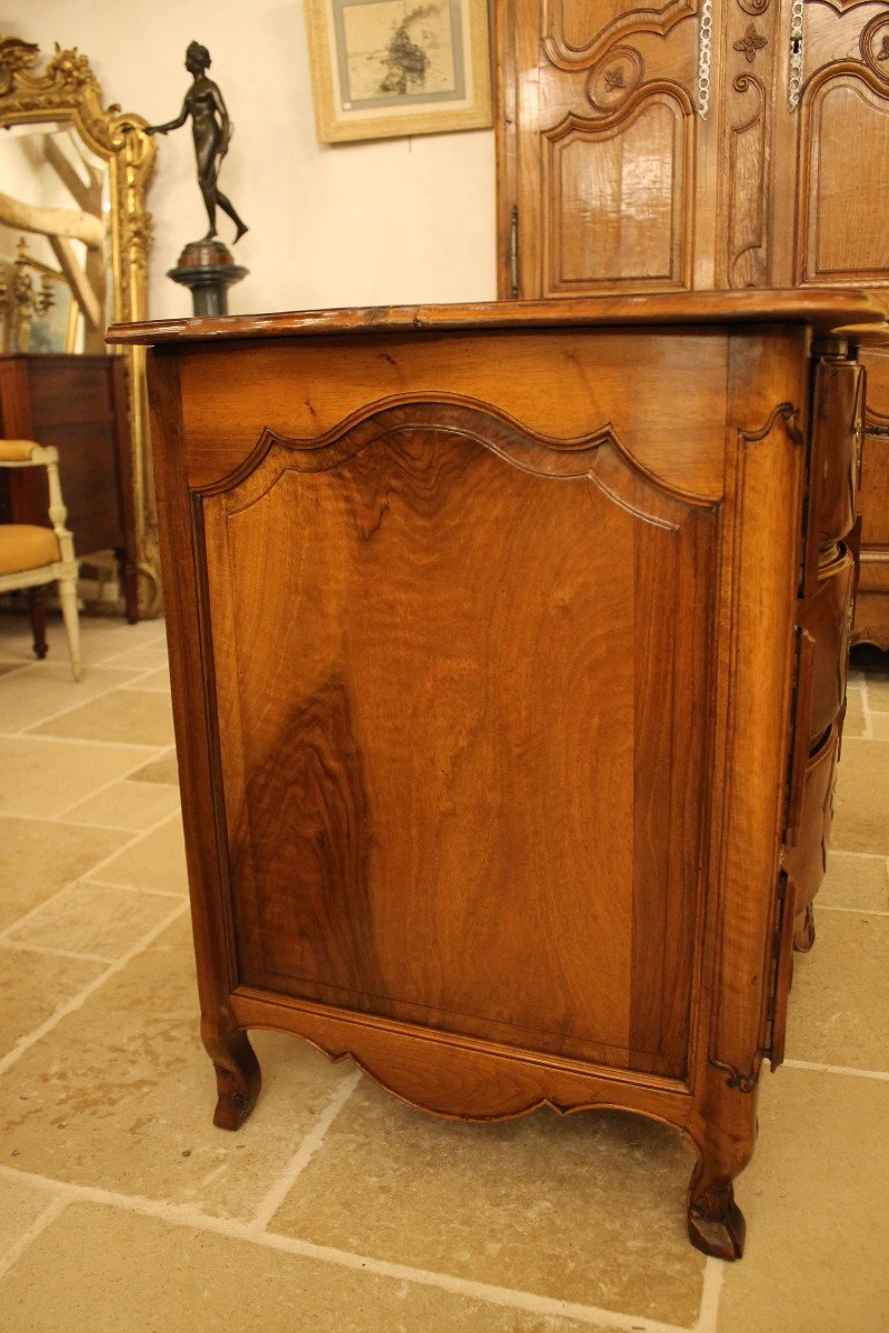 Petite Commode d'époque Louis XV En Noyer, Travail Provincial-photo-3