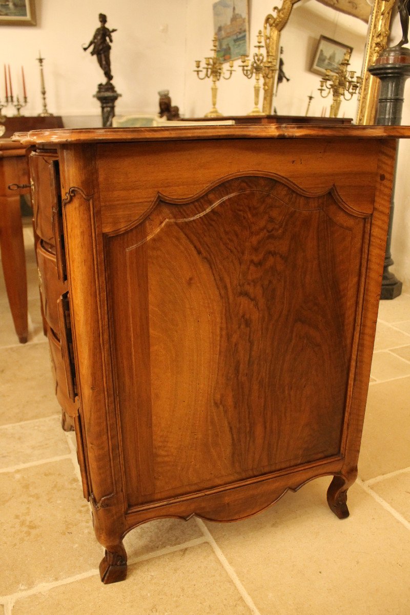 Petite Commode d'époque Louis XV En Noyer, Travail Provincial-photo-4