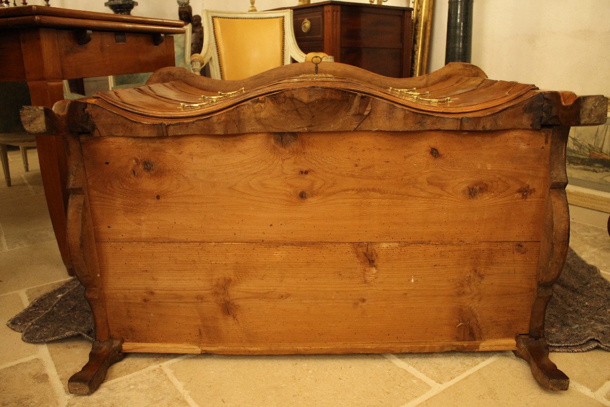 Petite Commode d'époque Louis XV En Noyer, Travail Provincial-photo-5