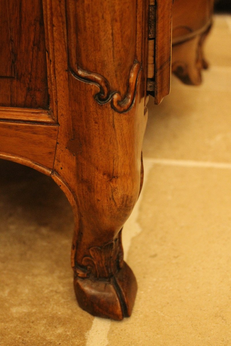 Small Louis XV Commode In Walnut, Provincial Work-photo-6