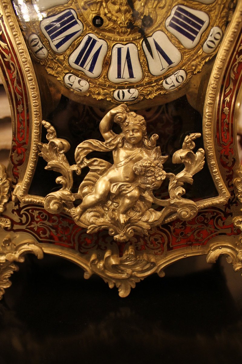 Cartel And Its Console In Boulle Marquetry, Napoleon III Period-photo-2