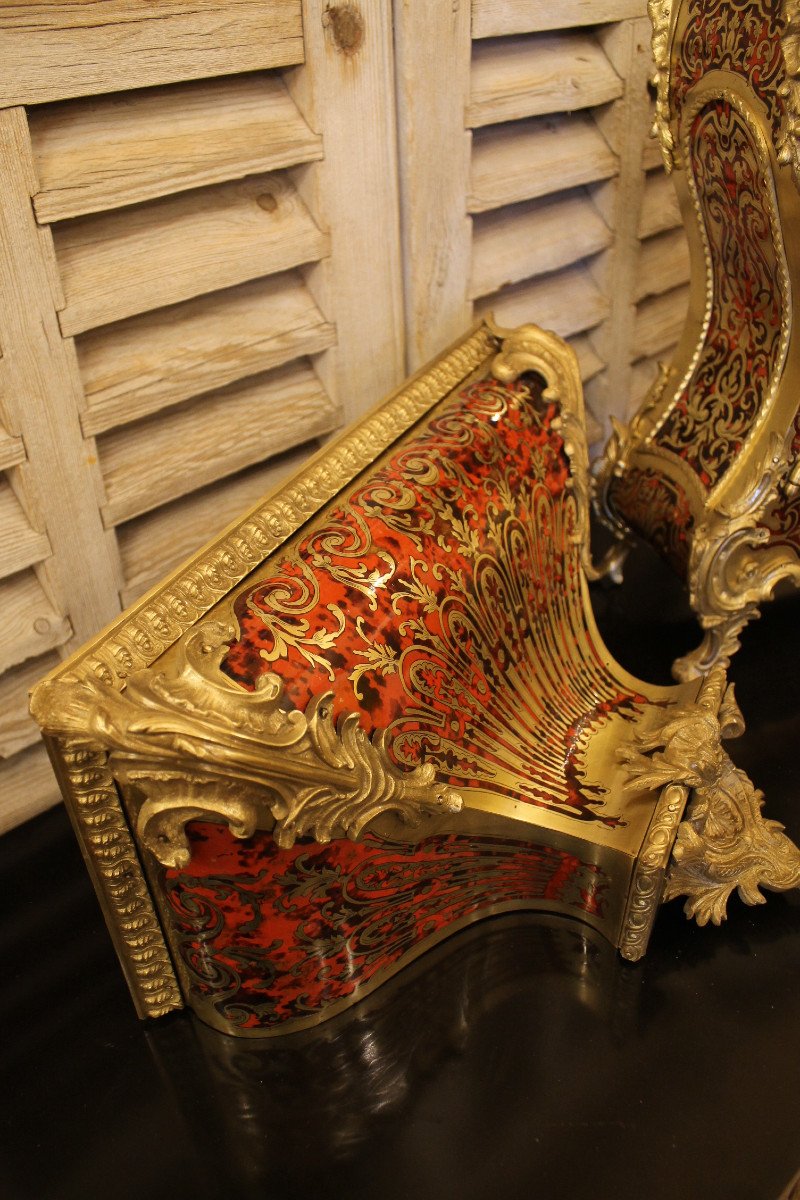 Cartel And Its Console In Boulle Marquetry, Napoleon III Period-photo-5
