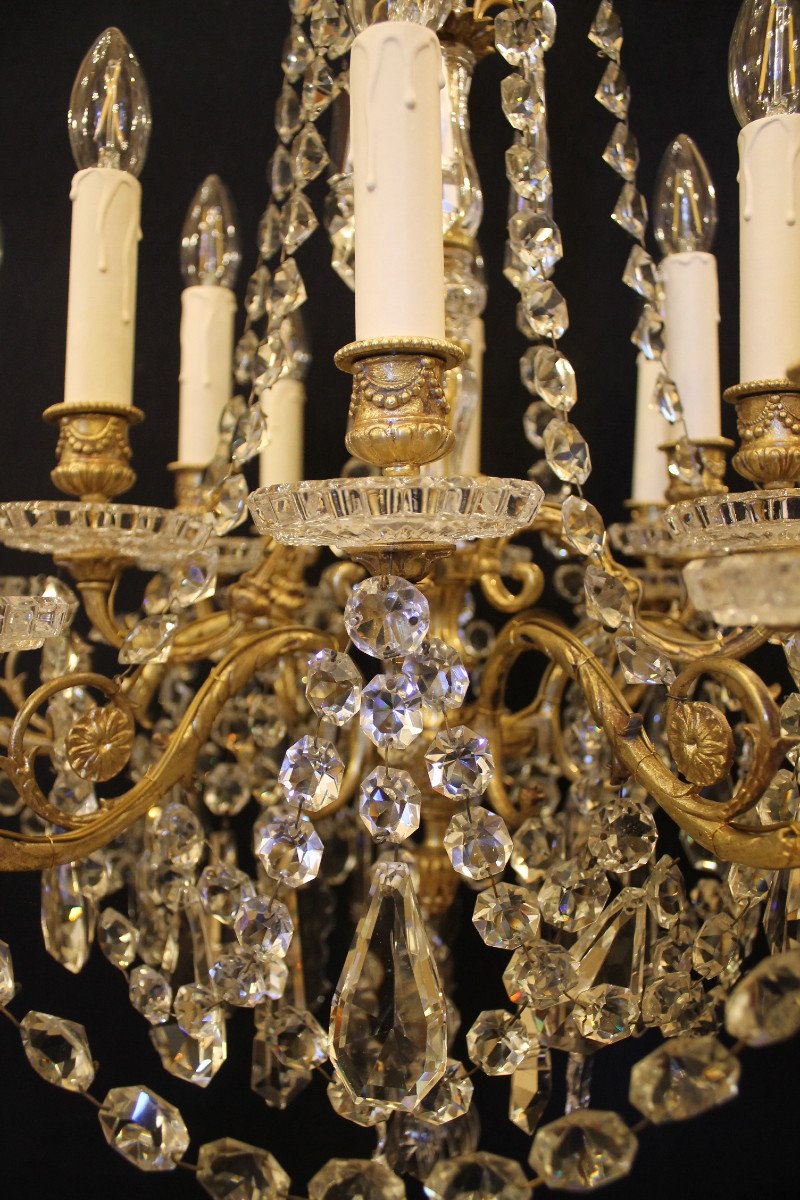 Lustre En Bronze Et Cristal De Baccarat, époque Napoléon III-photo-2