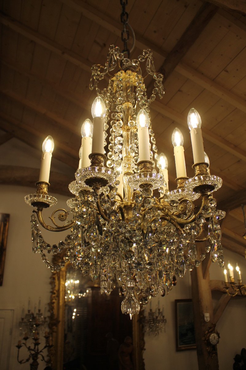 Chandelier In Bronze And Baccarat Crystal, Napoleon III Period-photo-7