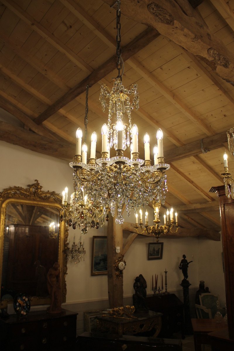 Chandelier In Bronze And Baccarat Crystal, Napoleon III Period-photo-8