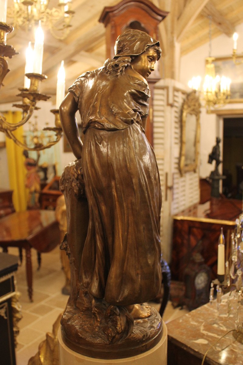 Jeune Fille à La Fontaine - Bronze De Mathurin Moreau (1822-1912)-photo-3
