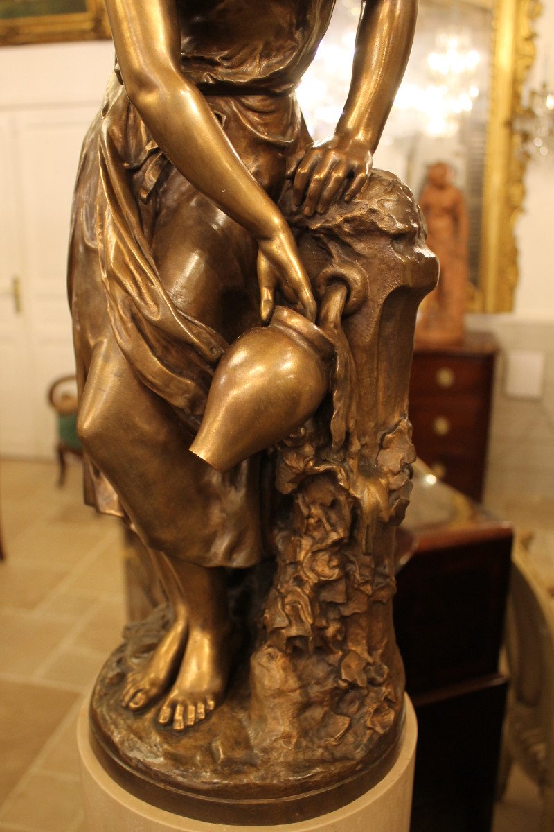 Jeune Fille à La Fontaine - Bronze De Mathurin Moreau (1822-1912)-photo-2