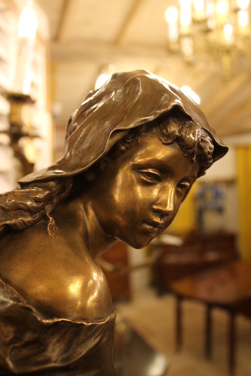 Jeune Fille à La Fontaine - Bronze De Mathurin Moreau (1822-1912)-photo-4