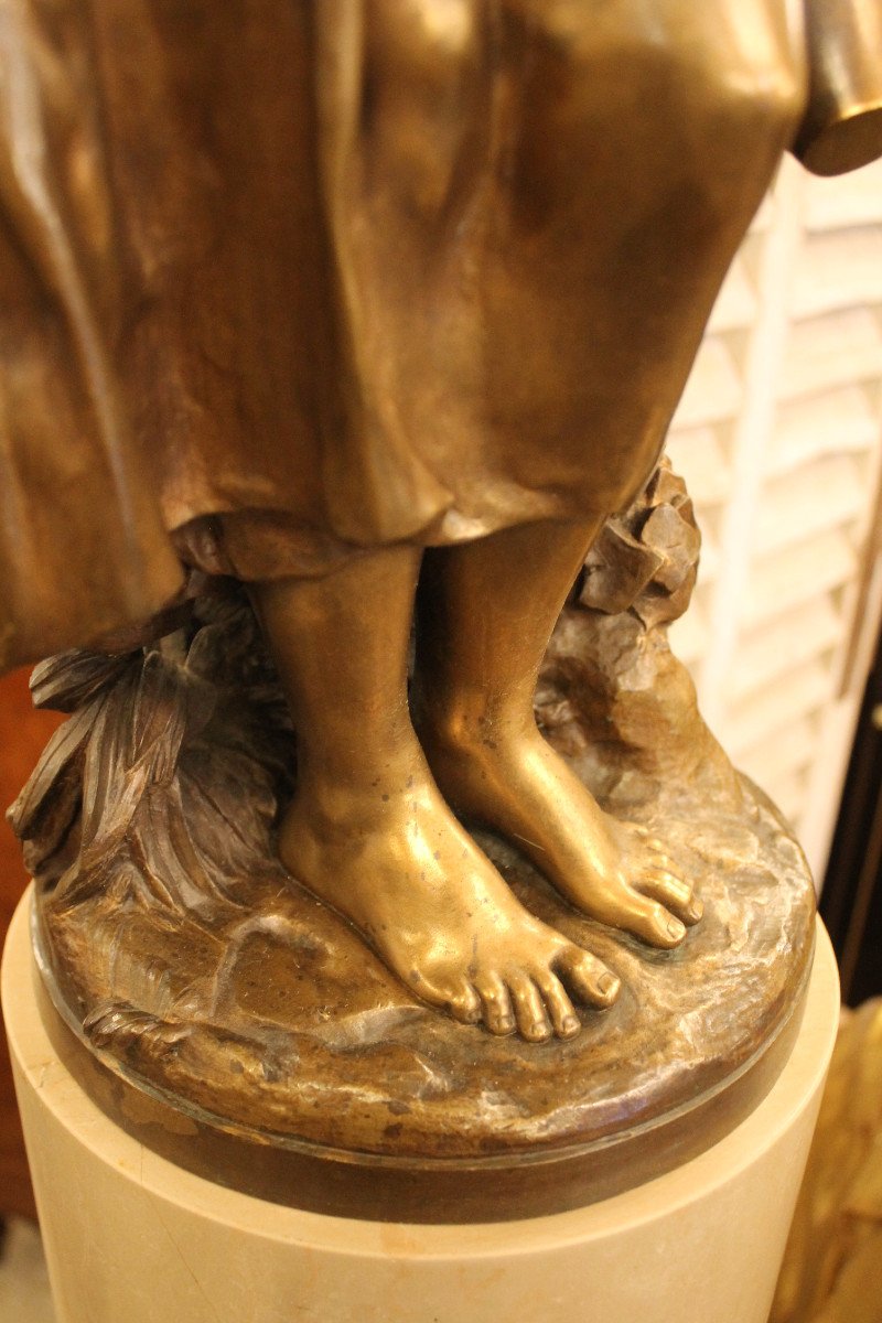 Jeune Fille à La Fontaine - Bronze De Mathurin Moreau (1822-1912)-photo-5