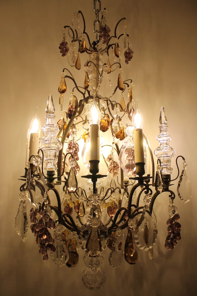Important Cage Chandelier With 8 Lights, End Of The XIXth Century