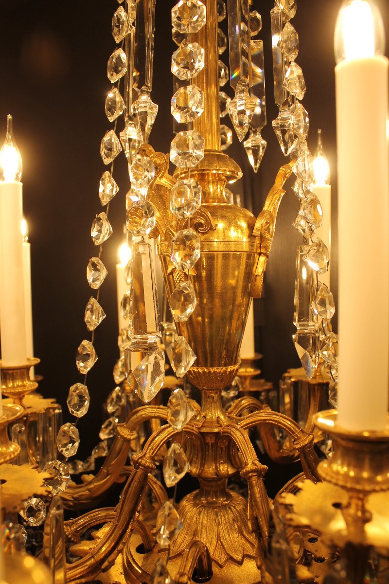 Large Gilt Bronze And Baccarat Crystal Chandelier With 18 Lights, Napoleon III Period-photo-4