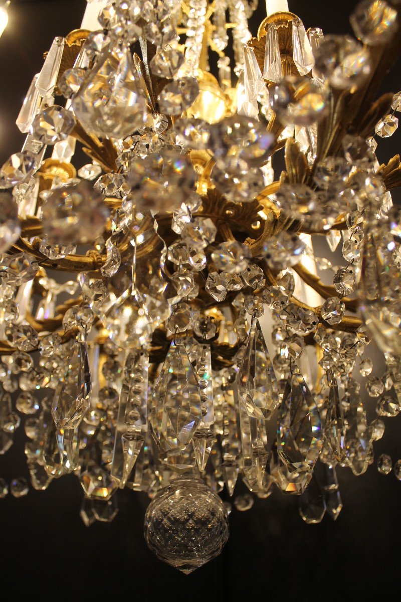 Large Gilt Bronze And Baccarat Crystal Chandelier With 18 Lights, Napoleon III Period-photo-2