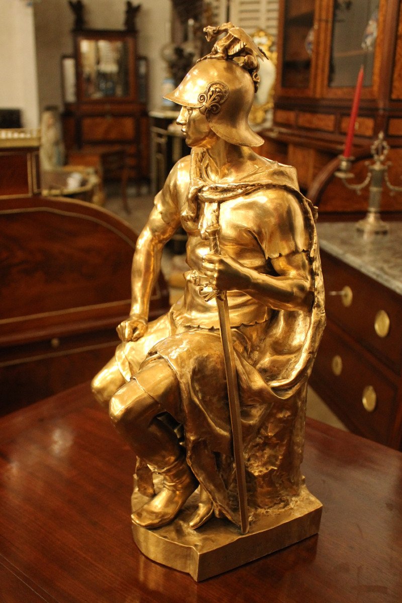Le Courage Militaire - Paul Dubois (1827-1905) Gilded Bronze  Barbedienne-photo-5