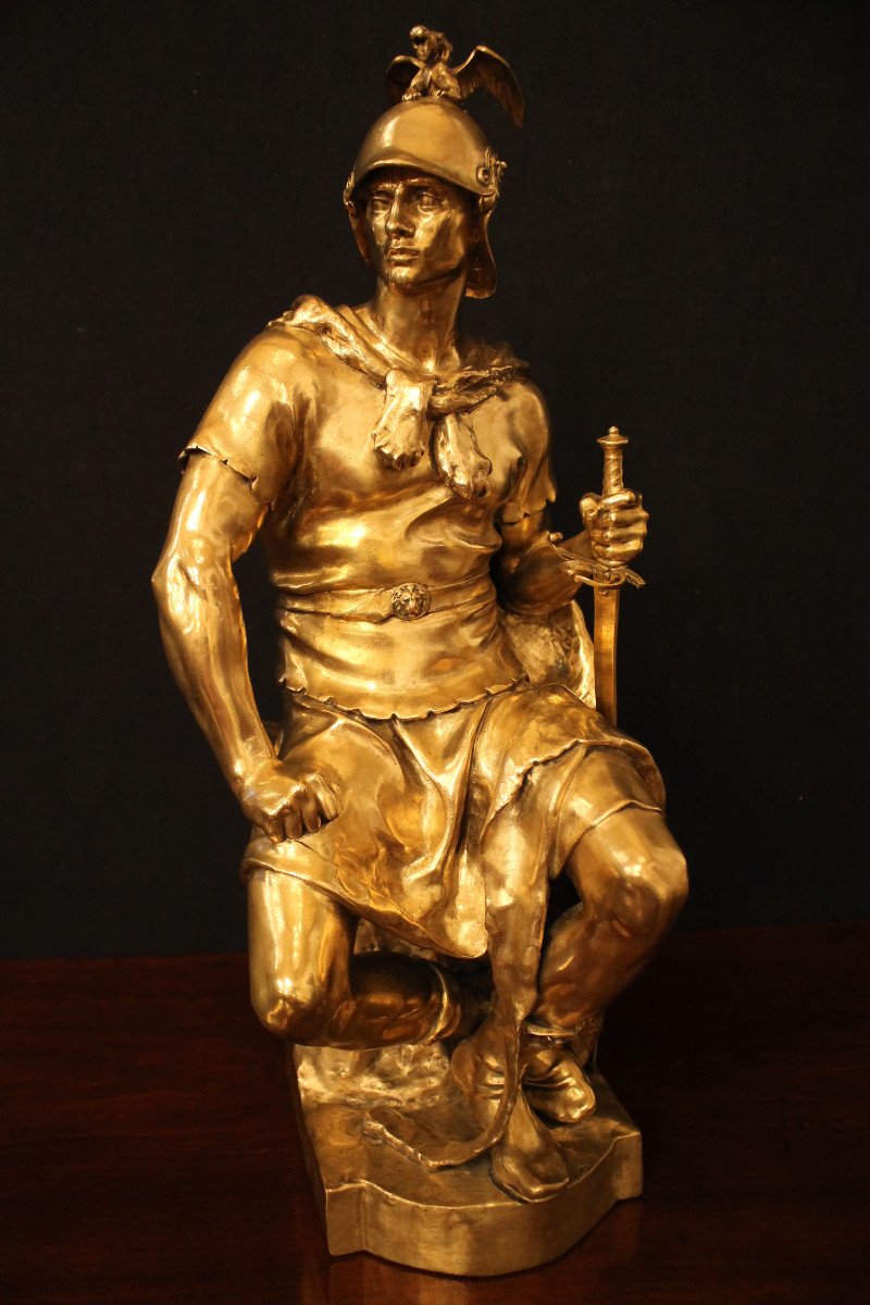 Le Courage Militaire - Paul Dubois (1827-1905) Gilded Bronze  Barbedienne