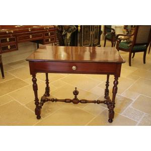 Louis XIV Table In Mahogany And Gaïac, Nantes Work From The Eighteenth Century