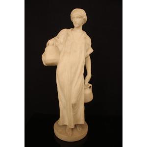 Bunel, La Porteuse d'Eau, Grande Sculpture En Marbre,  Circa 1900