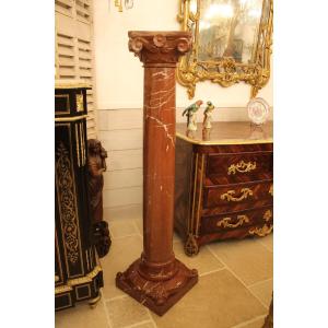 Large Column In Red Languedoc Marble, Circa 1930