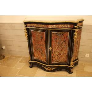 Curved Support Cabinet In Boulle Marquetry, Napoleon III Period