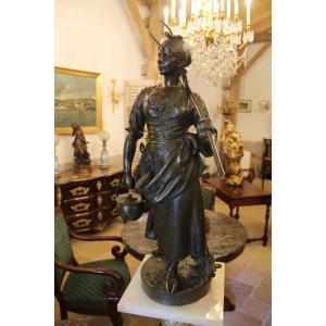 BOUILLON Henri (1864-1934)– Porteuse aux champs, important bronze