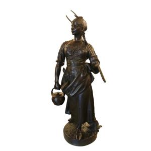 Bouillon Henri – Carrier In The Fields, Important Bronze