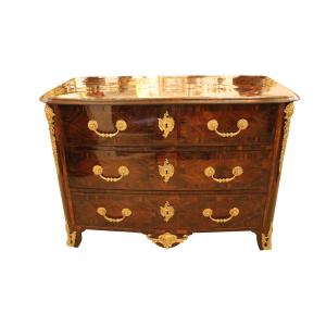 Louis XIV Chest Of Drawers Inlaid With Rosewood, Bronzes With Crowned R