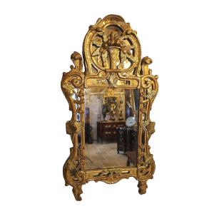 Louis XV Period Giltwood Mirror With Side Panels