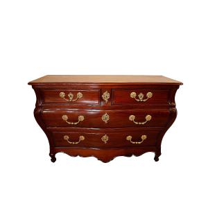 Louis XV Period Mahogany Commode With Tomb-like Top, Bordeaux