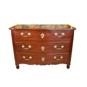 Nantes-style Chest Of Drawers In Solid Mahogany, Louis XV Period