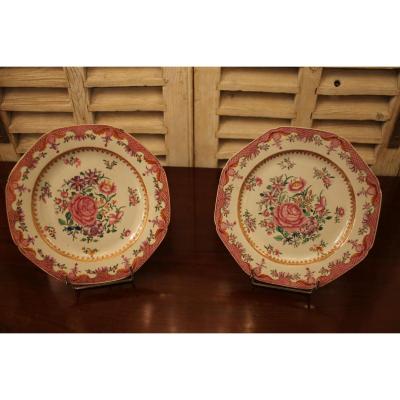 Pair Of Plates China East India Family Rose Company