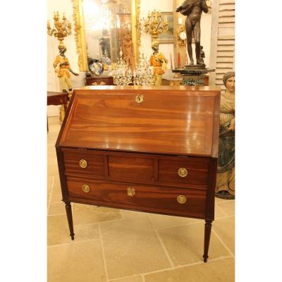 Louis XVI Slope Desk In Solid Satin Wood, XVIIIth Century