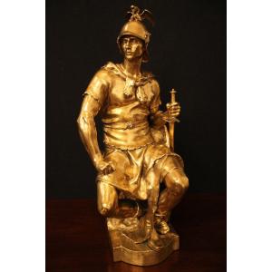 Le Courage Militaire - Paul Dubois (1827-1905) Bronze Doré Fonte Barbedienne